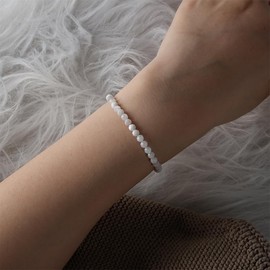 RUBY Women's Pearl Bracelet Genuine Natural Stone Bracelet High-Quality 4 mm Gemstone Bracelet Made of Faceted Natural Stone Bracelet - Includes Gift Box, Gemstone