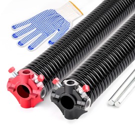 Pair of 2" Garage Door Torsion Springs Set with Non-Slip Winding Bars, High Quality Electrophoresis Oil-Free Black Coated for Replacement & Installation, MIN 16000 Cycles(0.207X2"X22")
