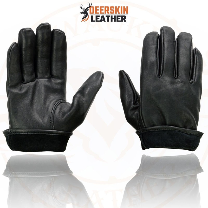 Milwaukee Leather MG7595 Men's Black Deerskin Unlined Motorcycle Hand Gloves
