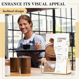 Fuyoooo 2 Pcs Gold Glass Brochure Holder Stand 8.5 x 11 Inches Acrylic Flyer Trifold Holder Display Business Pamphlets Booklets for Brochures Magazines Literatures Display Office Tabletop Trade Show