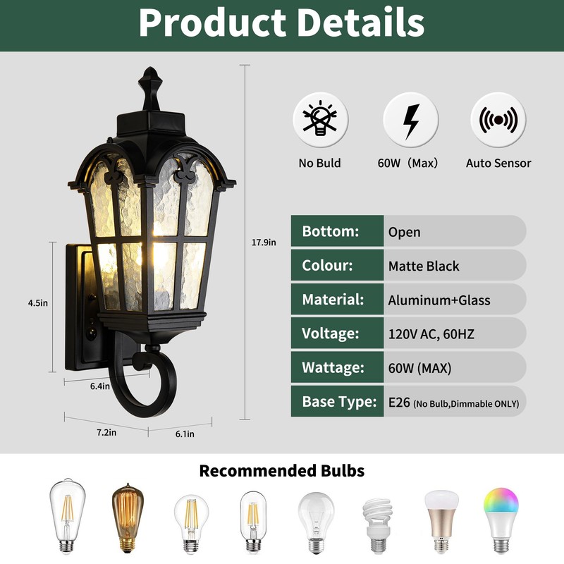 Kainozoic Motion Sensor Dawn to Dusk Outdoor Sensor Light Fixture