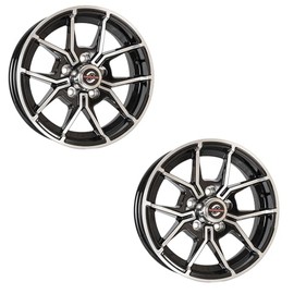 2-Pack Trinity Series 15x5 Aluminum Trailer Wheel 5x4.5 Bolt Pattern Black Machined Face 5 Fork Trailer Rim