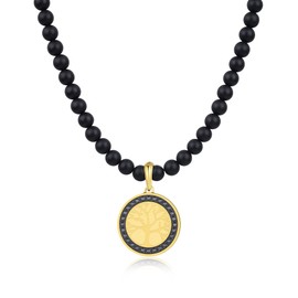 GAVU Men's Stainless Steel Necklace with Tree of Life Pendant, Stainless Steel, Agate