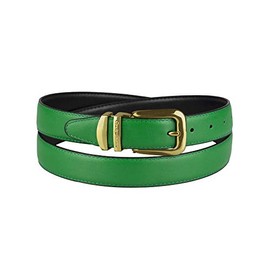 Concitor Reversible Belt EMERALD GREEN Black Bonded Leather Gold-Tone Buckle 34