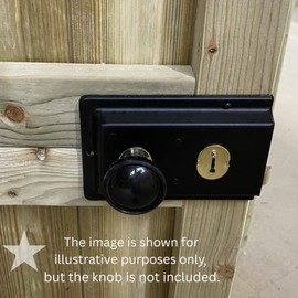 Infinity Decor Traditional Iron Fluted Rim Lock with Keys Set Epoxy Black 155mm x 105mm Locking Security Ideal for Internal and External Doors