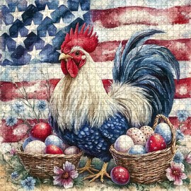 Rooster Puzzles for Adults 1000 Pieces, PICKFORU Proud and Freedom Jigsaw Puzzles American Flag, Vintage Unique Difficult Art Chicken Puzzle