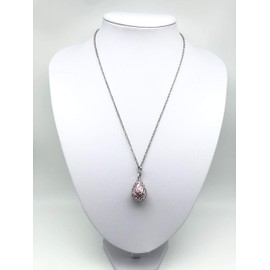 Keren Kopal Silver Egg Pendant Necklace Decorated with Pink Crystals Fabrege Styled Love Gift for Her Wife Mother Special Chic Present