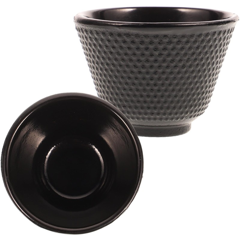 Luxshiny 2pcs Cast Iron Tea Cups Japanese Tea Cups Black