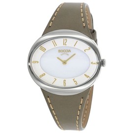 Boccia Women's Quartz Watch with White Dial Analogue Display and Grey Leather Strap B3165-17