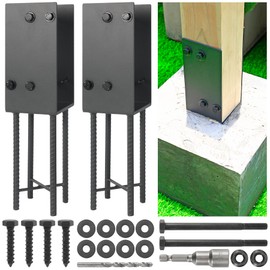 WOWACE Stainless Steels 4"x4" Wet Concrete Foundation U-Shape Post Base Holder, for Fence, Deck, Gazebo and Other Post-Like Structure Pole Construction Ground Post Bracket Base (2pack-Dark Gray)