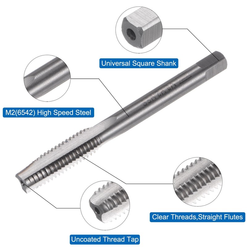 sourcing map 2pcs Metric Hand Tap Set, M8 x 1.25