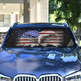 American Flag Bald Eagle Car Windshield Sun Shade USA Patriotic Sunshade Blocks UV Rays Protector Keep Your Vehicle Cool Sun Shield Visor Cover Foldable for Car Truck SUV M