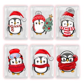 Children's Reusable Pocket Warmers, Pack of 6 Penguin Hand Warmers, Pocket Warmers Children with Great Motifs, Finger Warmers, Reusable, Hand Warmer for Women for Cold Days