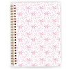 JWVK Coquette Pink Bow Spiral Notebook, Chinoiserie Floral Notebooks for