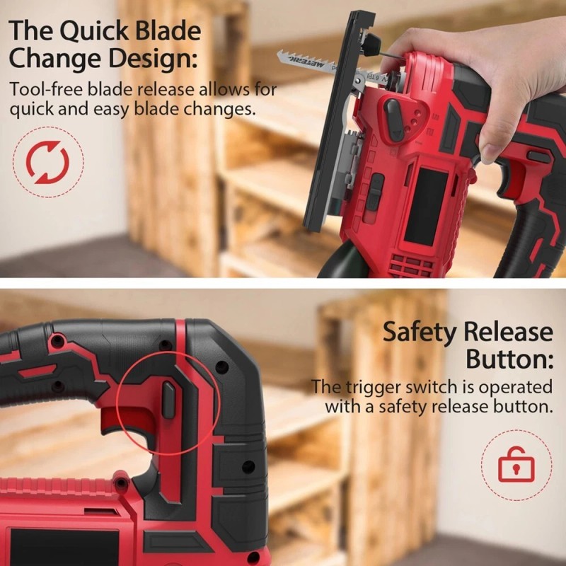 Meterk Cordless Jig Saw, 20V Lithium Ion Jigsaw with LED