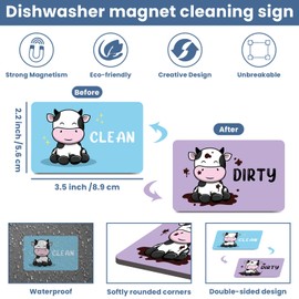 HSSPIRITZ Funny Cute Cow Cartoon Clean Dirty Dishwasher Magnet,Universal Kitchen Flip Sign Indicator,Refrigerator Dish Washer Laundry Accessories Decor Magnet for Mother's Day (Cow)