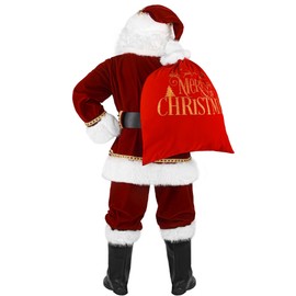 LETIME Santa Claus Costume for Men 11 PCS Christmas Deluxe Adult Santa Suit Velvet Outfit Plus Size Set for Holiday Cosplay 2XL