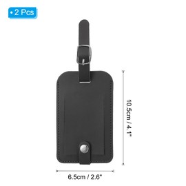 PATIKIL 2 Pack Luggage Bag Tags, PU Leather Suitcase Name Tags with Snap Travel Label Luggage Identifier Privacy Protection Travel Accessories, Black