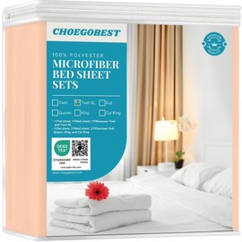 CHOEGOBEST Easy Care Luxury Microfiber Extra Soft and Cooling Bed Sheet Set with Deep Pockets (Peach Fuzz, Twin XL Set of 3)