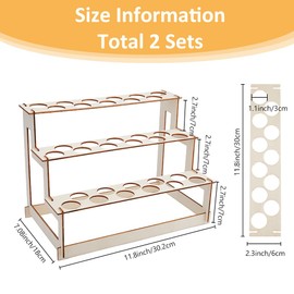 SUPERFINDINGS Set of 2 Ice Cream Cone Display Stand with 66 Holes Wooden Ice Cream Cone Holder 3 Levels Candy Food Waffle Stand Frame for Party Birthday Wedding
