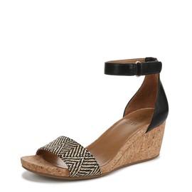 Naturalizer Womens Areda Wedge Sandal Black Basketweave Woven 8.5 M