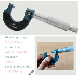 0-1 micrómetro, micrómetro exterior 0-1, rango 0-1 pulgadas, graduación 0.000000000000000000000000000000000000000000000