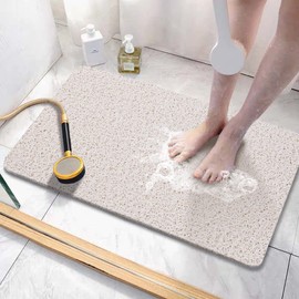 Asvin Soft Textured Bath, Shower, Tub Mat, 24x32 Inch, Phthalate Free, Non Slip Comfort Bathtub Mats with Drain, PVC Loofah Bathroom Mats for Wet Areas, Quick Drying