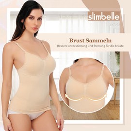 SLIMBELLE Women's Undershirt Belly Away Camisole Top Body Shaper Seamless Figure-Shaping Tank Top Shaping Bra Shirt Shaping Top Spaghetti Straps Top, beige
