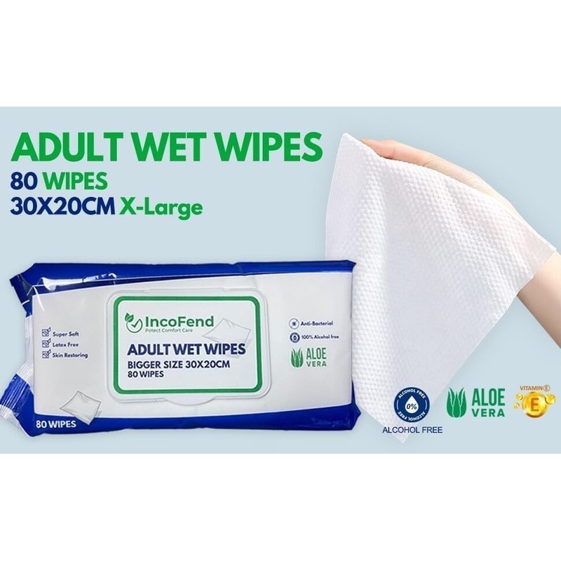 Bundle Extra Large Incontinence Sheets Wipes 20pc 160cm x 80cm
