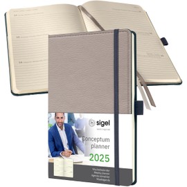 SIGEL C2553 Conceptum Weekly Planner 2025, Design Beige, 13,5 x 20,3 cm, hardcover, 192 Pages, Beige