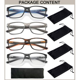 Blue Light Blocking Reading Glasses for Men 4-Pack Stylish Computer Readers with Spring Hinges,Anti Glare/Eye Strain Filter UV Ray Lightweight Reader Eyeglasses,+1.25 Magnification Strength
