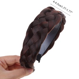 Dwuww Black Brown Twist Braided Headband Wig Headband Wide-Brimmed Hair Hoop Simple Ponytail Braid Hairpiece Hairband Hair Accessories Stretch Quality Synthetic Women Girl Hairs Braid