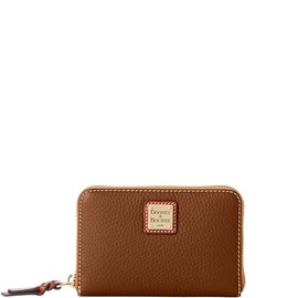 Dooney & Bourke Wallet, Pebble Grain Medium Zip Around Wallet - Brown