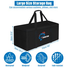 SIRUITON 175x75x55cm Garden Furniture Cushion Storage Bag, Patio Cushion Storage Bags,Heavy Duty Rip Proof 600D Oxford Fabric Waterproof, Anti-UV, Christmas Tree Storage Bag with Handle and Zipper