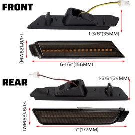 ECOTRIC Side Marker Light Compatible with 2010-2015 Chevy Camaro Amber/Red Smoked Full Side Marker Lamps Reflectors Front Rear Led 4Pcs