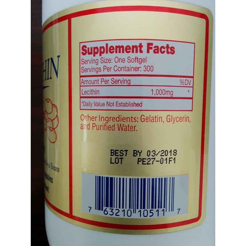 Lecithin (1000 Mg, 300 Softgels)