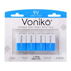 Voniko Voniko 9V Batteries - Alkaline 9V Battery 4 Pack - Ultra Long Lasting with a 7 - Year Shelf Life