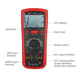 Insulation Resistance Meter Digital Ohmmeter Handheld Insulation Tester 0.1MΩ-2000MΩ Auto-Ranging High Accuracy LCD Insulation Measurement Instrument