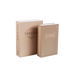 Limitless Hidden Book Safe Metal Lock Box with 3-Digit Combination Lock 2-Pack (Antique/Vintage)