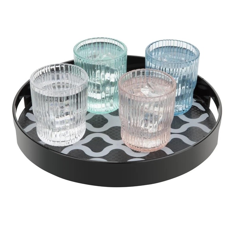 Olympia Kristallon PC Round Non Slip Tray with Handles -