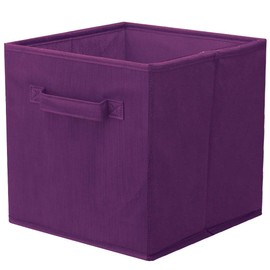 PowerKing Collapsible Storage Cubes with Handles, Fabric Foldable Bins for Closet Shelves, Durable Organization Storage Bins, 10.5'' x 11'' x 10.5'', 2 Pack, Dark Purple