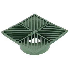 NDS 5, 6-Inch Square Grate, Connects to 3-Inch and 4-Inch Drain Pipes and Fittings, for Small Lawns, Landscaping and Patios, Plastic, Green