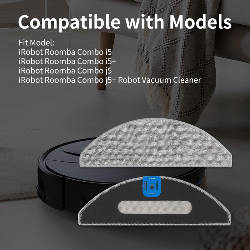 8 Pcs Replacement Mop Pads Compatible with iRobot Roomba Combo