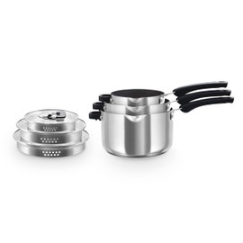 Zakarian by Dash Trupro Nonstick Stainless Steel 6pc Stacking Sauce Pan Set - Black