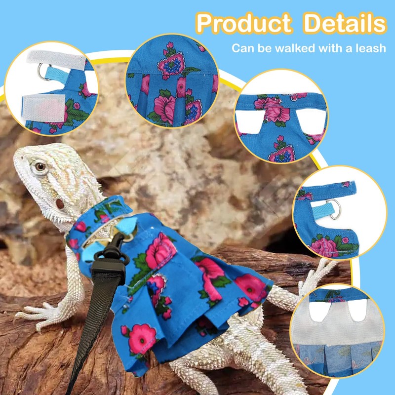 Lizard Harness Dress and Leash, Adjustable Hamster Ferret Harness and