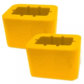 Buckle Booster™ Seat Belt Receptacle Raiser - Long Neck Pull Over Style, Yellow - Two Buckle Boosters