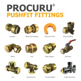 PROCURU PushFit Reducing Tee 1" x 1" x 3/4" - Plumbing Fitting for Copper, PEX, CPVC Pipe, Lead Free Certified (1" x 1" x 3/4")