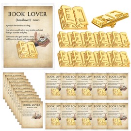 Liliaafar 20 Sets Book Lover Pins Bulk Metal Lapel Bookish Brooches Gifts with Retro Cards Bags for Women Teacher Student