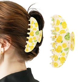 Lemon Hair Clips for Women Summer Claw Clips – 1PCS Fruit Clips for Thick Thin Yellow Hair Claw Clip Cute Large Jaw Claws Strong Hold Barrettes Fruit Claws for Party Lemon Hair Accessories