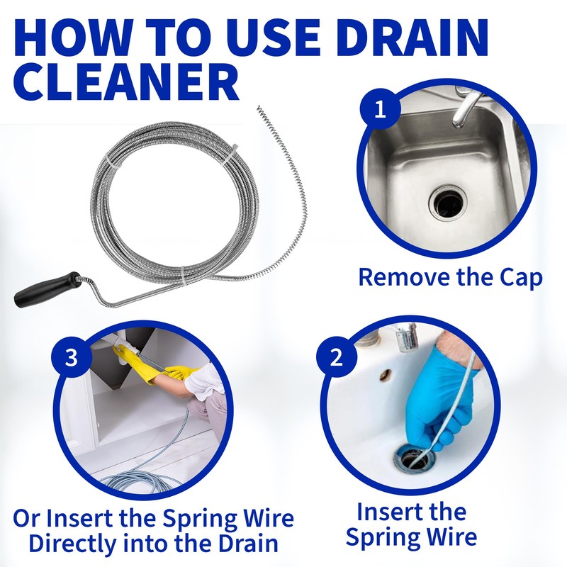 Measupro Metal Plumbers Snake for Drains, Sink, Pipe | 10